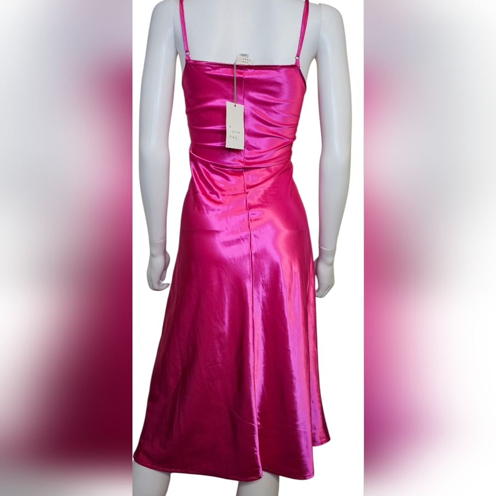 a new day Fuchsia Satin Maxi Dress - Picture 2 of 5